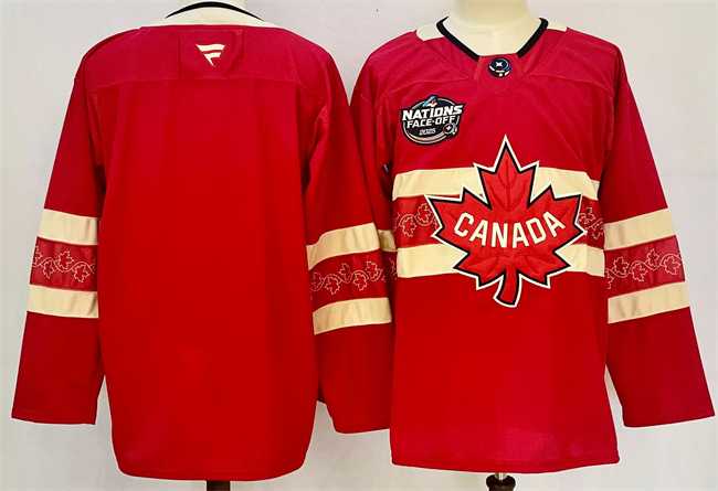 Mens Canada Blank Red 2025 4 Nations Face-Off Premium Stitched Jersey